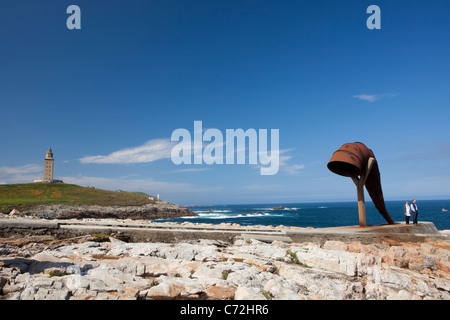 Torre di avvistamento di Ercole - Torre de Hercules -, Parco della Torre, A Coruña, Galizia, Spagna Foto Stock