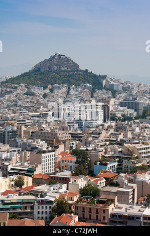 Atene visto dall'Acropoli. La Grecia. Foto Stock