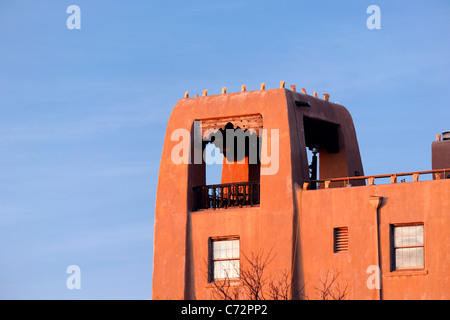 La facciata della La Fonda Hotel Santa Fe, New Mexico Foto Stock