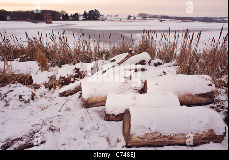 Serbatoio Sywell nel Northamptonshire ghiacciato, il Natale 2010 Foto Stock