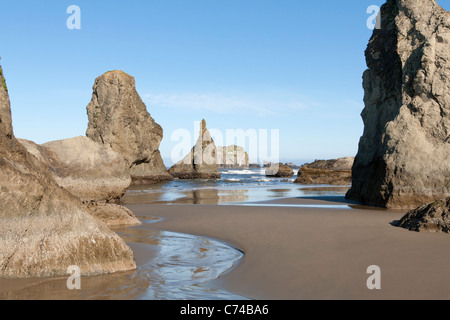 Formazioni di roccia vicino a faccia Rock, Bandon, Oregon, Stati Uniti d'America Foto Stock