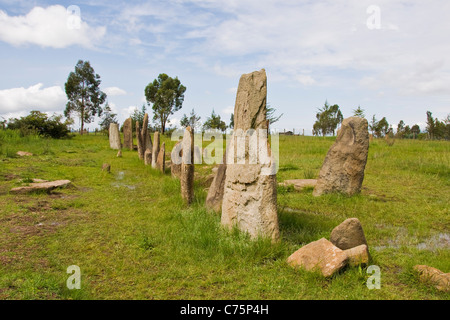 Menhir, sito archeologico, Tiya, Etiopia Foto Stock