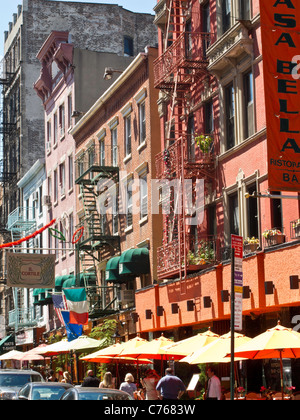 Mulberry Street, Little Italy, NYC Foto Stock