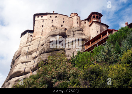 Monastero Roussanou, regione di Meteora, pianura della Tessaglia, Grecia Foto Stock