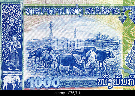 Laos 1000 Mille Nuovo kip Bank nota. Foto Stock