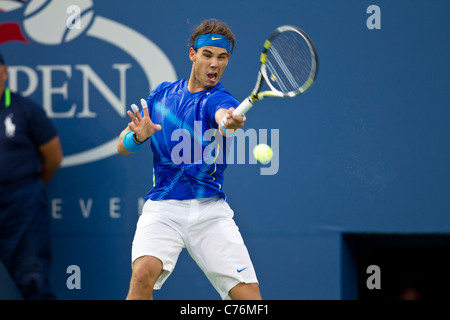 Rafael Nadal (ESP) concorrenti negli uomini della finale al 2011 US Open Tennis Championships. Foto Stock