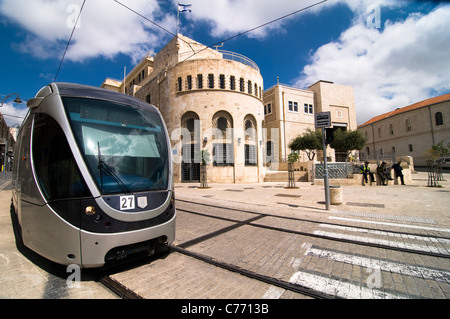 La nuova ferrovia leggera come si vede nel centro di Gerusalemme. Foto Stock