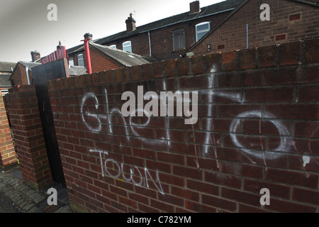 Graffiti dicendo ghetto città in middleport stoke on trent Foto Stock