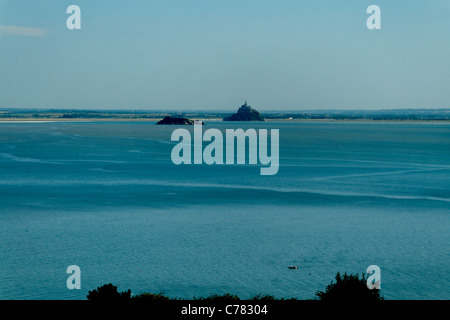 Baia di Mont Saint Michel, Tombelaine e St Michel mount (Manche, Normandia, Francia). Foto Stock