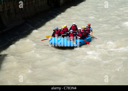 White water rafting in Chamonix Foto Stock