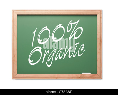 100% verde biologico Chalk Board serie su uno sfondo bianco. Foto Stock