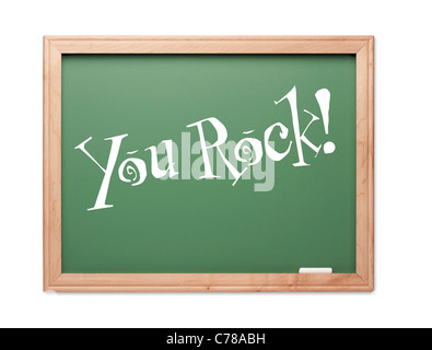 You Rock! Green Chalk Board Kudos serie su uno sfondo bianco. Foto Stock