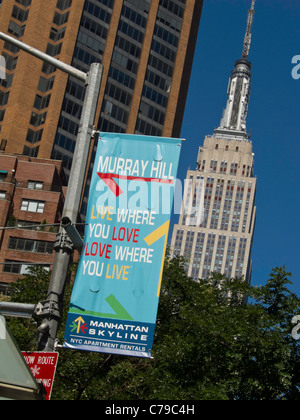 Empire State Building, Murray Hill, Banner e 34th Street, Murray Hill, NYC Foto Stock