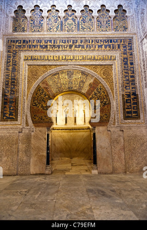 Il mihrab, Grande Moschea (Mezquita), Cordoba, Spagna Foto Stock