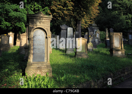 D-Heidelberg, Neckar, area Rhine-Neckar, riserva naturale Neckartal-Odenwald, Bergstrasse, Odenwald, Baden-Wuerttemberg, cimitero ebraico sul Bergfriedhof al Ameisenbuckel hill, tombe Foto Stock