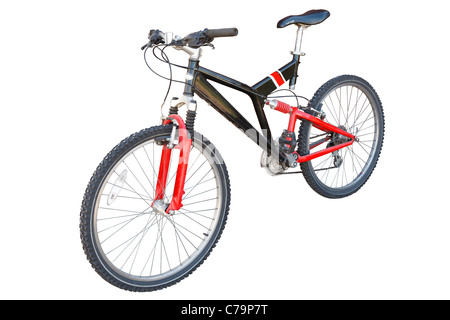 Red e Black Mountain/Off Bicicletta da strada isolato su bianco con percorso di lavoro Foto Stock