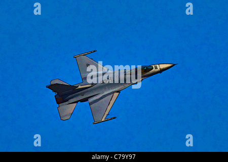 Pittura per effetto di una Forza Aerea F16 Fighting Falcon in volo durante Air Show - Thunder su Louisville - Louisville, Kentucky Foto Stock