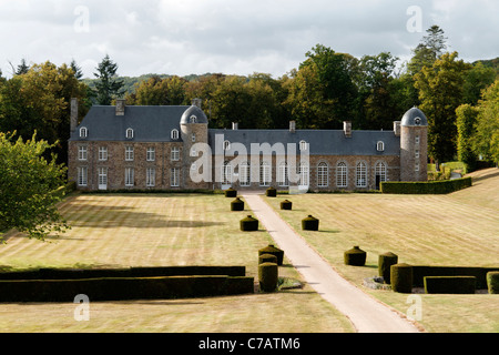 Pontécoulant castello del XIV secolo (Condé sur Noireau, Calvados, Normandia, Francia). Foto Stock