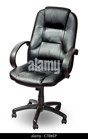 La sedia per ufficio da nero in similpelle. Isolato Foto Stock