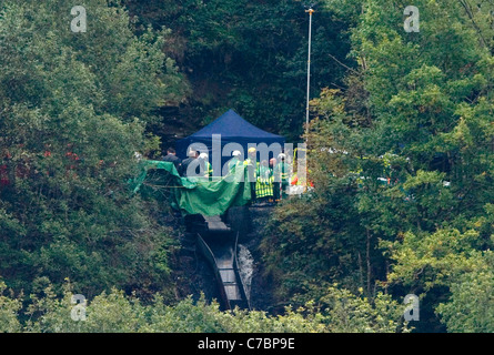 Gleision Colliery minatori operazione di salvataggio vicino Cilybebyll, Pontardawe, South Wales, Regno Unito. Foto Stock