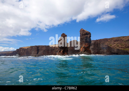 Nanahoa, pinnacoli, cinque aghi, Lanai, Hawaii Foto Stock