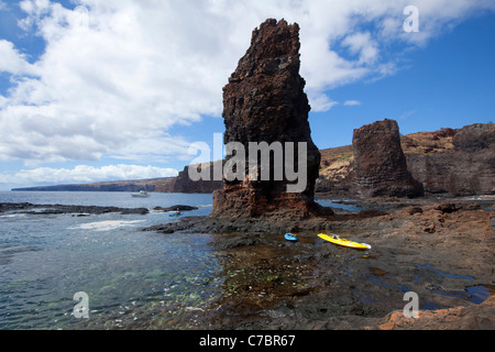 Nanahoa, pinnacoli, cinque aghi, Lanai, Hawaii Foto Stock