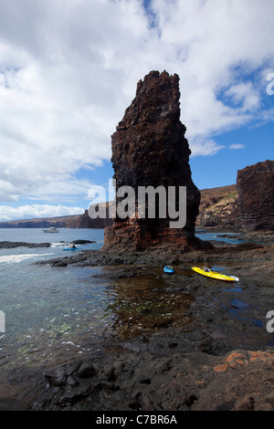 Nanahoa, pinnacoli, cinque aghi, Lanai, Hawaii Foto Stock