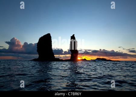 Nanahoa, pinnacoli, cinque aghi, Lanai, Hawaii Foto Stock