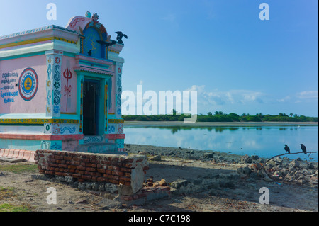Una chiesa abbandonata sulla penisola Dhanushkodi a Rameswaram, Tamil Nadu, India. Foto Stock