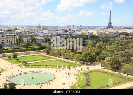 Vista aerea del Jardin des Tuileries dal grande ruota, Parigi, Francia Foto Stock