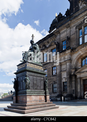 Friedrich August I. monumento all'Schloßplatz - Dresda, Sassonia, Germania, Europa Foto Stock