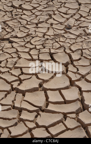 Secchi, incrinato il fango nel deserto a Yadan National Park, vicino a Dunhuang, Gansu Cina Foto Stock