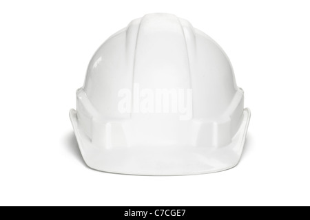 Plastica di sicurezza casco su sfondo bianco Foto Stock