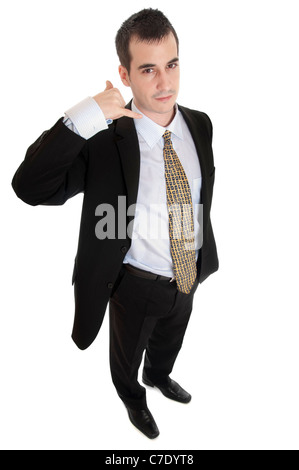 Isolate il business man su sfondo bianco Foto Stock
