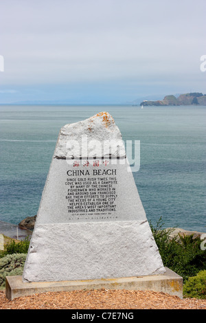 Cina segno sulla spiaggia di San Francisco, California, U.S.A. Foto Stock