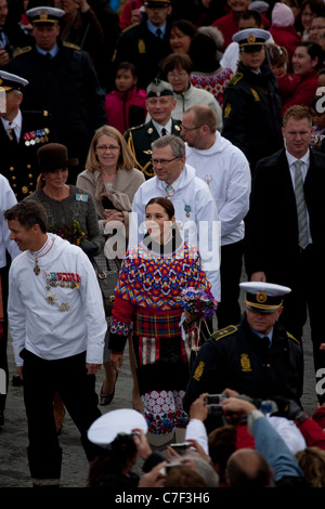 La principessa Maria e Crown Princess Frederik della Famiglia Reale danese, Nuuk Foto Stock