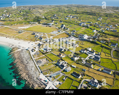 Paesaggio di antenna di Inisheer Isola, parte delle Isole Aran, Irlanda. Foto Stock