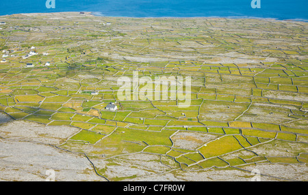 Paesaggio di antenna di Inisheer Isola, parte delle Isole Aran, Irlanda. Foto Stock