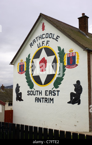 Rathcoole uff ulster Freedom Fighters South East Antrim parete lealisti pittura murale di newtownabbey Irlanda del Nord Foto Stock