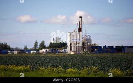 Risorse Cuadrilla   attrezzatura di perforazione al gas di scisto sito di perforazione, Becconsall, Southport, Lancashire, Regno Unito Foto Stock