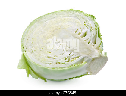 Cavolo verde verdura fresca isolato su bianco Foto Stock