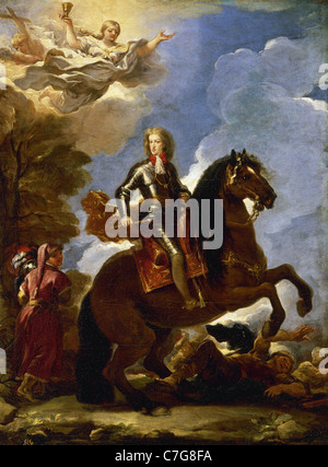 Carlo II (1661-1700). Re di Spagna. Charles II a cavallo. Ritratto di Luca Giordano. Il Museo del Prado. Madrid. Spagna. Foto Stock