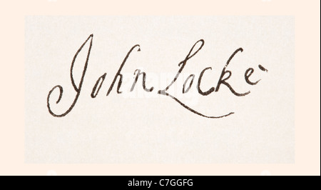 John Locke 1632 a 1704. Filosofo inglese. La sua firma. Foto Stock