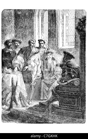 Henry VIII re Inghilterra Signore monarch House Tudor ordinare la traduzione della Bibbia consiglio Foto Stock