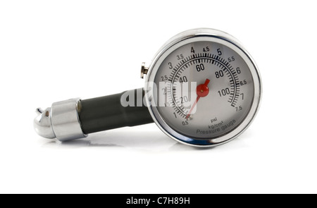 Misuratore di pressione isolato su bianco Foto Stock