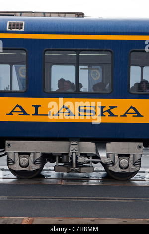 Di automobili per l'Alaska Railroad, Anchorage in Alaska,, Stati Uniti d'America Foto Stock