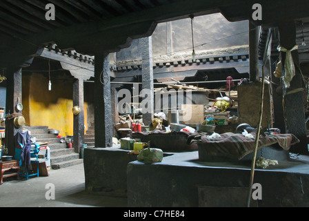 Cucina interna del monastero di Drepung Foto Stock