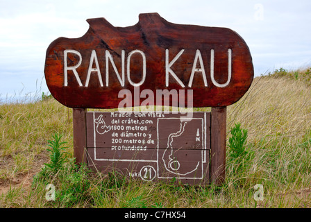 Rano Kau segno al cratere Foto Stock