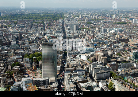 Il West End di Londra e Oxford Street dall'aria. Foto Stock