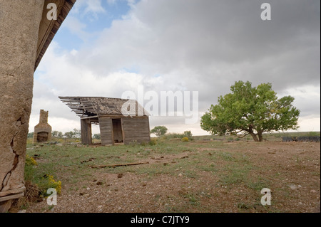 A pochi metri da questo sito, Pat Garrett & posse ucciso fuorilegge Charlie Bowdre e catturato Billy the Kid - Molle puzzolente, NM. Foto Stock